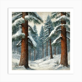 Snowy Pines Art Print