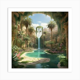 Waterfall In The Jungle Art print Art Print