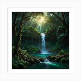 Waterfall In The Forest 20 Art Print