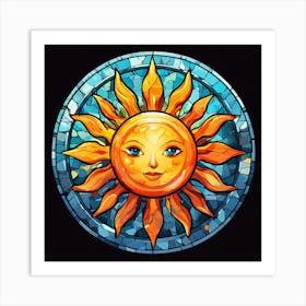 Mosaic Sun A Sun Created From A Mosaic Of Small Tiles 29 Art Print