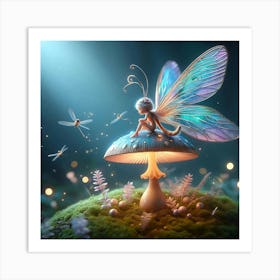 Fairy On A Mushroom 2 Art Print