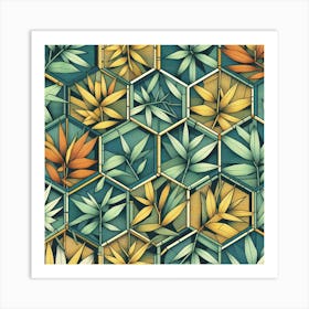 Geometric Art Bamboo leafs 3 Art Print