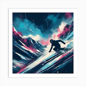 Skiing in Color Art Print