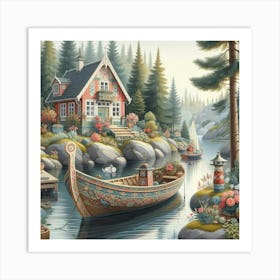 Scandinavian style, boat Art Print