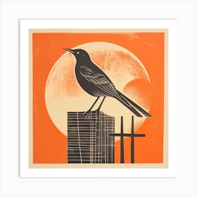 Retro Bird Lithograph Mockingbird 1 Art Print