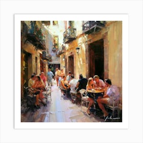 Cafes In Barcelona Art Print