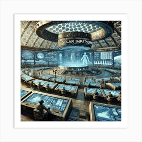 A High Tech And Strategic View Of The Helios Control Center Art Print