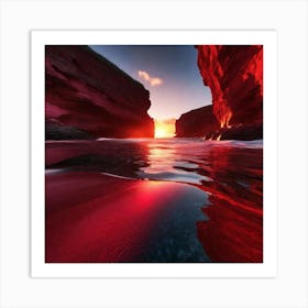 Red Cliffs At Sunset Art Print