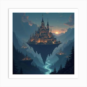 A Mystical City With Glowing Towers Floating In The Air 1 Art Print