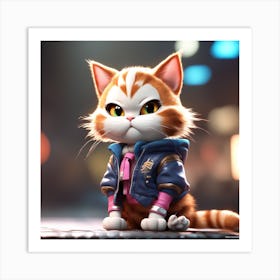 Cat In A Jacket Art Print