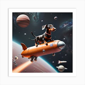 Dachshund In Space Art Print