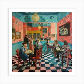 David Hockney Style. British Tea Room Series 1 Art Print