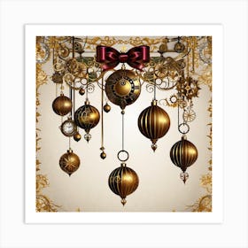 Steampunk Christmas Ornaments Art Print