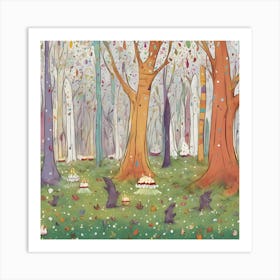 Birthday Party In The Woods Art Print