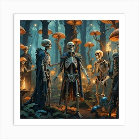 Skeletons In The Forest Art Print