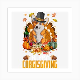 Happy Corgisgiving Pilgrim Corgi Dog Turkey Thanksgiving Day Art Print