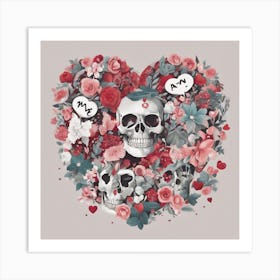 Skulls And Roses Art Print