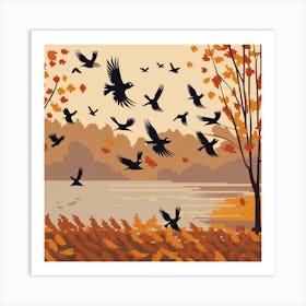 Autumn Crows Art Print