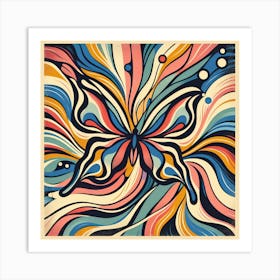 Colourful Block Print Butterfly Abstract III Art Print