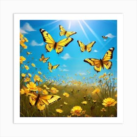 Butterflies In The Meadow 4 Art Print