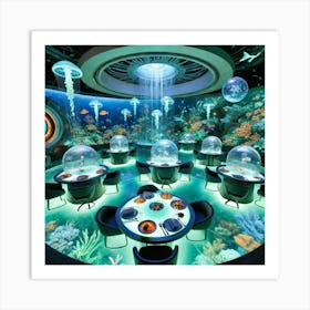 A Sci Fi Themed Dining Area Called Neptunian Abys Art Print