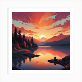 Sunset By The Lake 2 Art Print