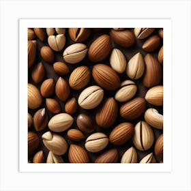 Almonds On A Black Background 15 Art Print