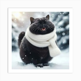 Snowy Cat Art Print