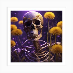 Skeleton With Dandelions Art Print