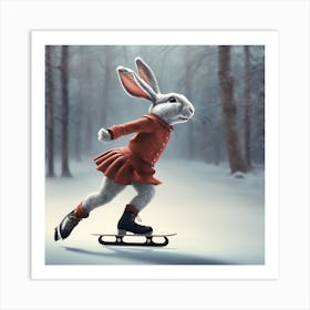 Rabbit On A Skateboard Art Print