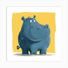 Charming Illustration Hippopotamus 3 Art Print