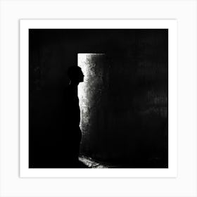 Silhouette Of A Man In The Dark Art Print