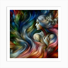 Colorful Woman With Colorful Hair Art Print