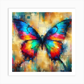 Colourful Modern Abstract Butterfly v1 Art Print