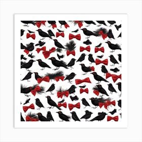 BLACKBIRDS WITH RED BOWTIES Art Print