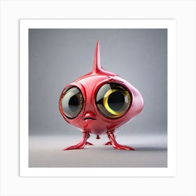 Red Fish Cute Creepy Critter Art Print