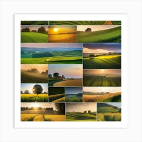 Collage Of Fields Art Print