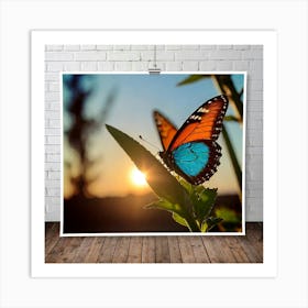 Butterfly At Sunset Art Print