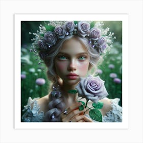 Fairy Girl With Roses 1 Art Print