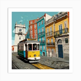 Lisbon Tram Painting Art Print