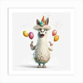 Llama With Balloons 1 Art Print