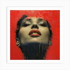 Woman With Red Lipstick Art Print