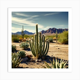 Leonardo Lightning Desert Cactus Photo Art 2 Art Print