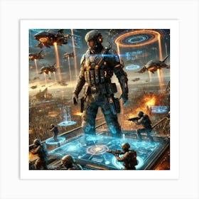 A Sci Fi Action Scene Illustrating Battlefield Ta Art Print