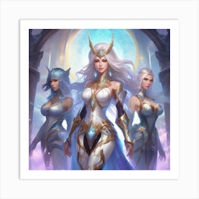 Three Women In Armor Art Print