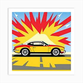 Iconic Sports Car Halftone Art Scene Art Print