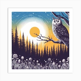 Owl At Night Art Print