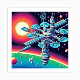 8-bit space station 1 Art Print