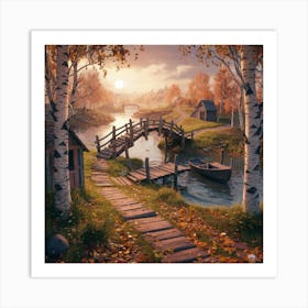 Autumn Bridge Art Print