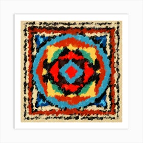 Abstract Color Vibration Mandala Art Print